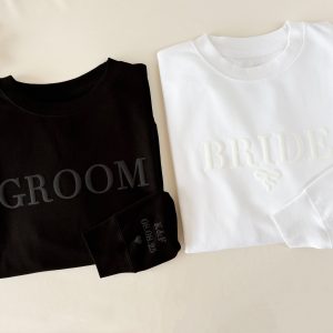 Sweatshirts ou T-shirts em Relevo Vinyl Puff para Noiva e Noivo Personalizadas