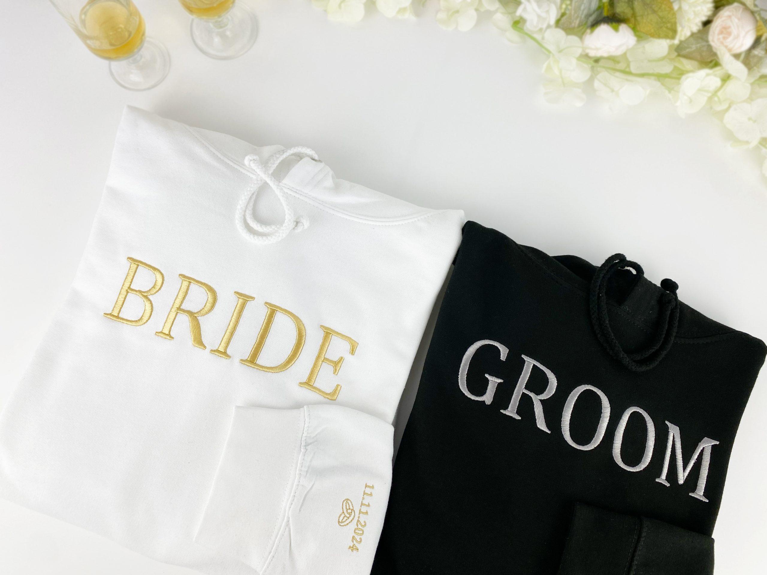 Hoodie ou T-shirt Bordado para Noiva e Noivo