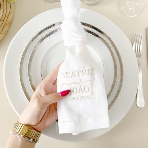 Guardanapos de Mesa para Casamento com Nome | Linho Personalizado com Monograma Bordado