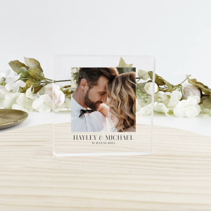 Bloco de Foto em Acrílico Personalizado | Recordação de Casamento