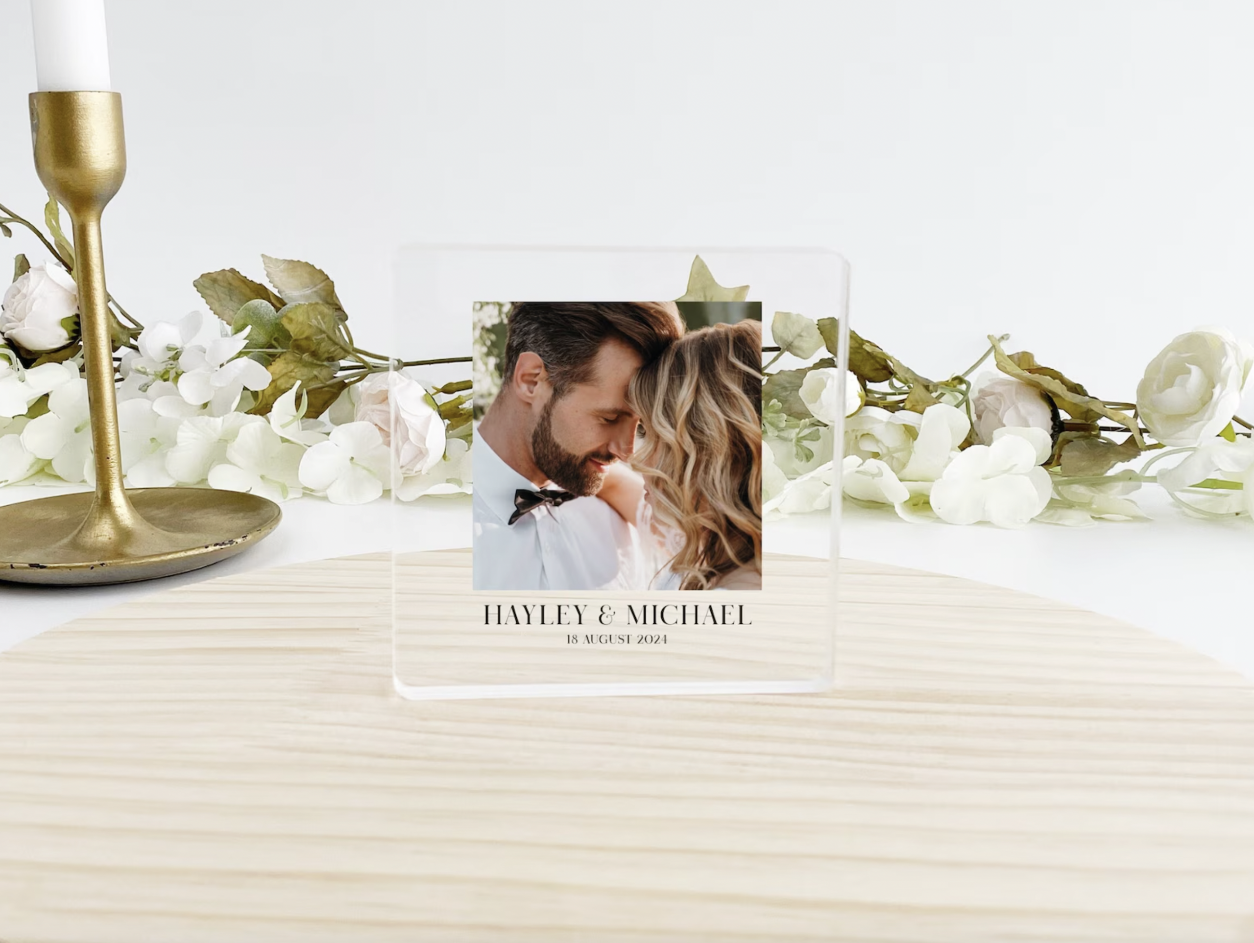 Bloco de Foto em Acrílico Personalizado | Recordação de Casamento